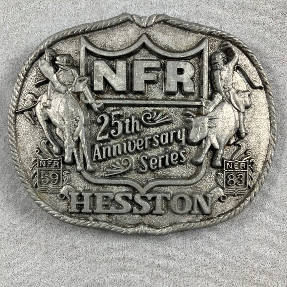 Ltd Edition Western Belt Buckle 1983 Hesston NFR 25th Anniversary Pro Rodeo PRCA - Picture 1 of 2